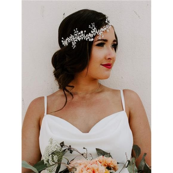 SWEETV Crystal Bridal Headpieces for Brides Silver Wedding Hair Bride Headband main image 3